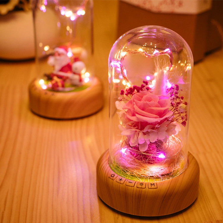 Wishing Bottle LED Night Light Immortal Flower Bluetooth Speaker Desk Lamp, Style: Pink Flower