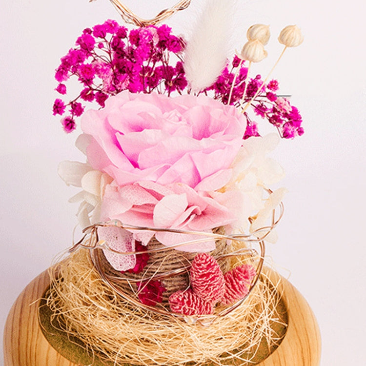 Wishing Bottle LED Night Light Immortal Flower Bluetooth Speaker Desk Lamp, Style: Pink Flower