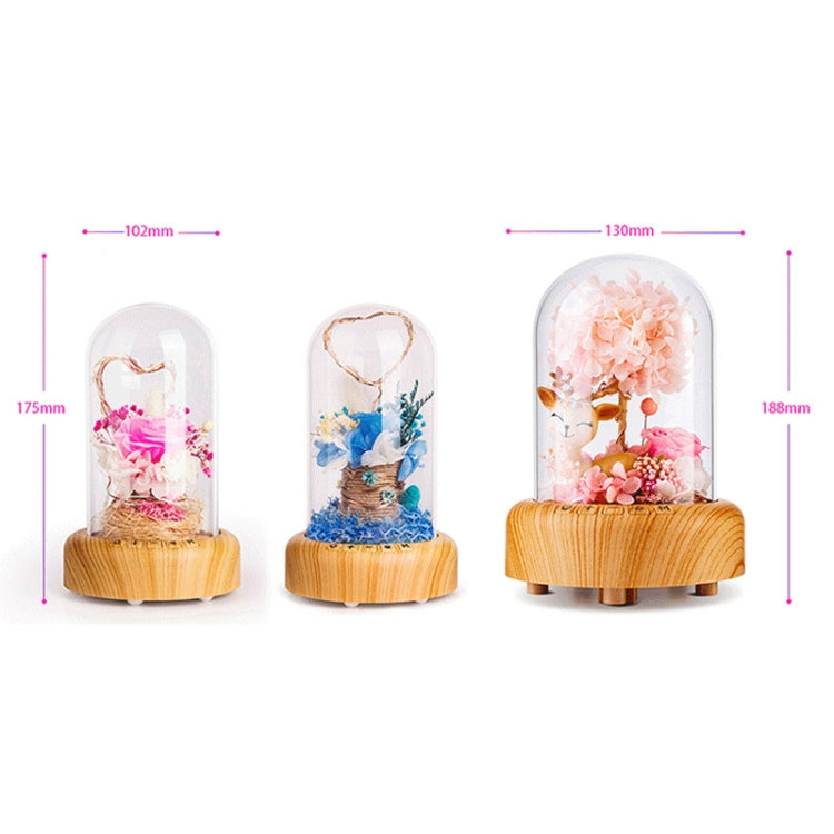 Wishing Bottle LED Night Light Immortal Flower Bluetooth Speaker Desk Lamp, Style: Blue Flower