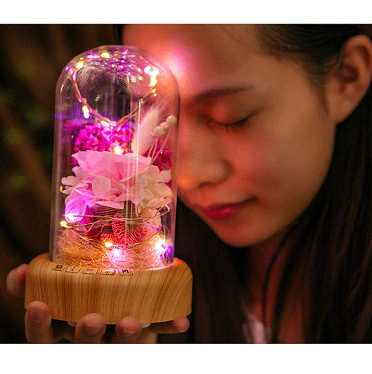 Wishing Bottle LED Night Light Immortal Flower Bluetooth Speaker Desk Lamp, Style: Blue Flower