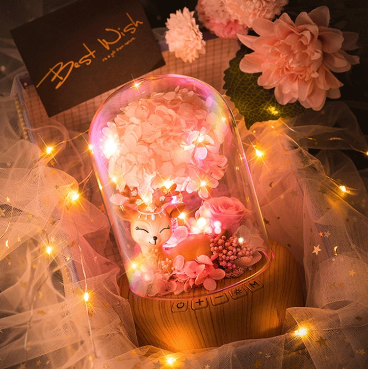 Wishing Bottle LED Night Light Immortal Flower Bluetooth Speaker Desk Lamp, Style: Blue Flower
