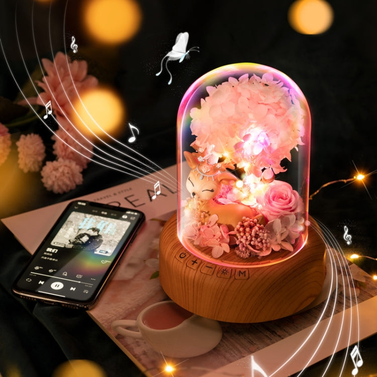 Wishing Bottle LED Night Light Immortal Flower Bluetooth Speaker Desk Lamp, Style: Fawn