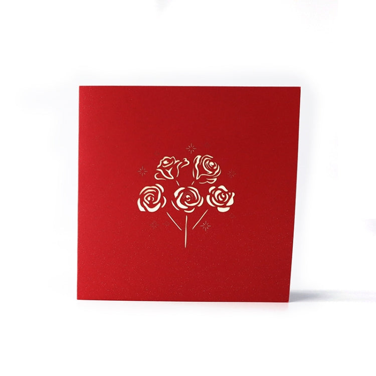 3 PCS Rose 3D Stereo Greeting Card Creative Handmade Paper Carving Card