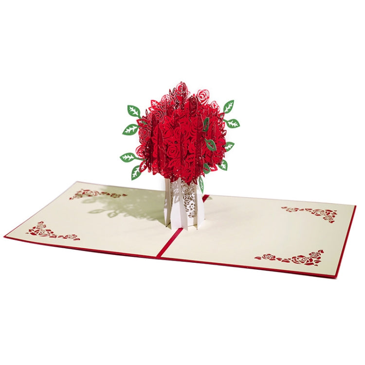 3 PCS Rose 3D Stereo Greeting Card Creative Handmade Paper Carving Card