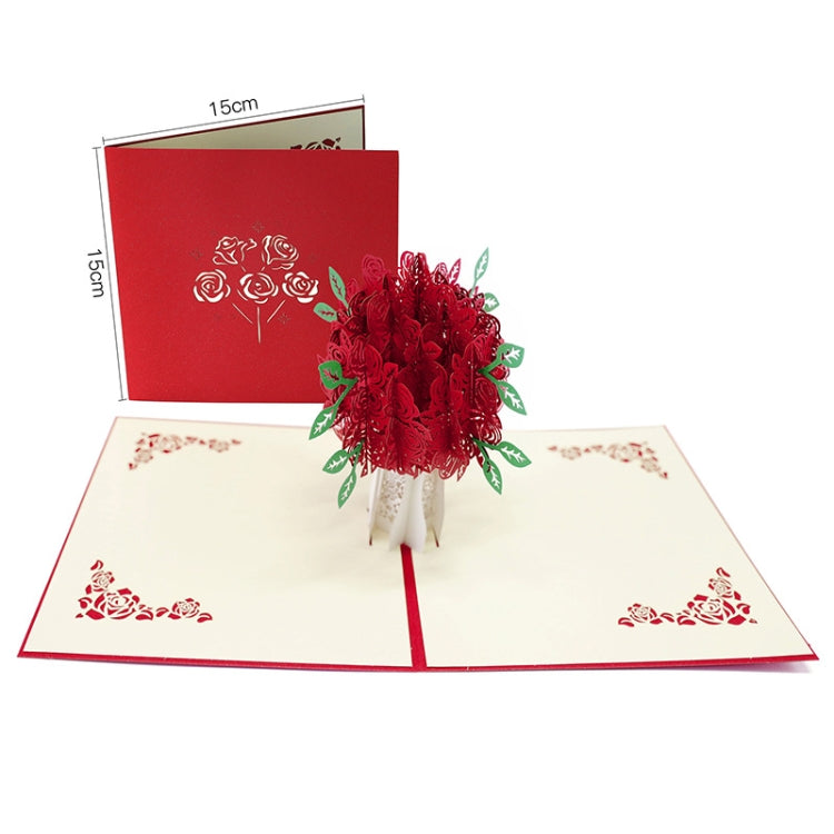 3 PCS Rose 3D Stereo Greeting Card Creative Handmade Paper Carving Card