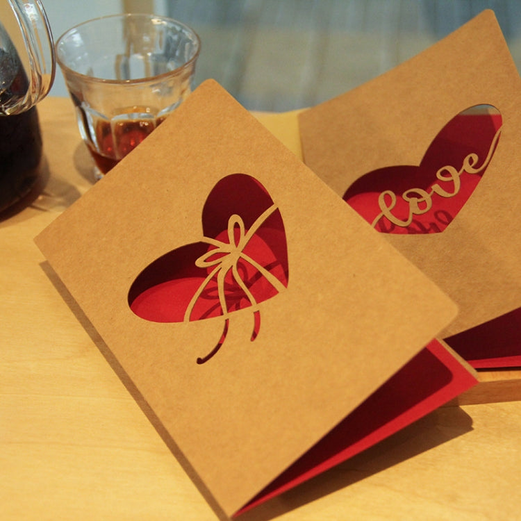 10 PCS Retro Kraft Paper Hollowed Love Greeting Card Valentine Day Message Card