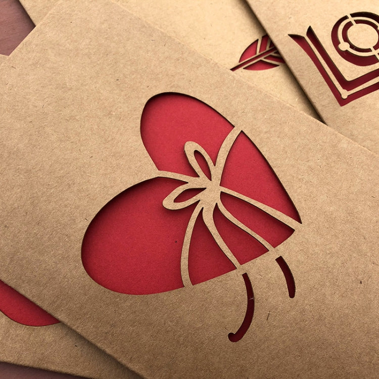 10 PCS Retro Kraft Paper Hollowed Love Greeting Card Valentine Day Message Card