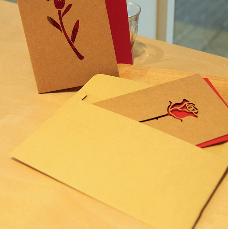 10 PCS Retro Kraft Paper Hollowed Love Greeting Card Valentine Day Message Card