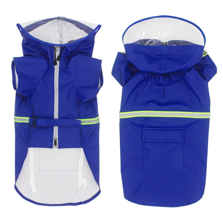 Pet Transparent Hat Raincoat Reflective Waterproof Dog Raincoat, Size: 3XL(Blue)