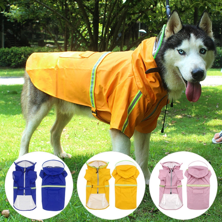 Pet Transparent Hat Raincoat Reflective Waterproof Dog Raincoat, Size: 3XL(Blue)