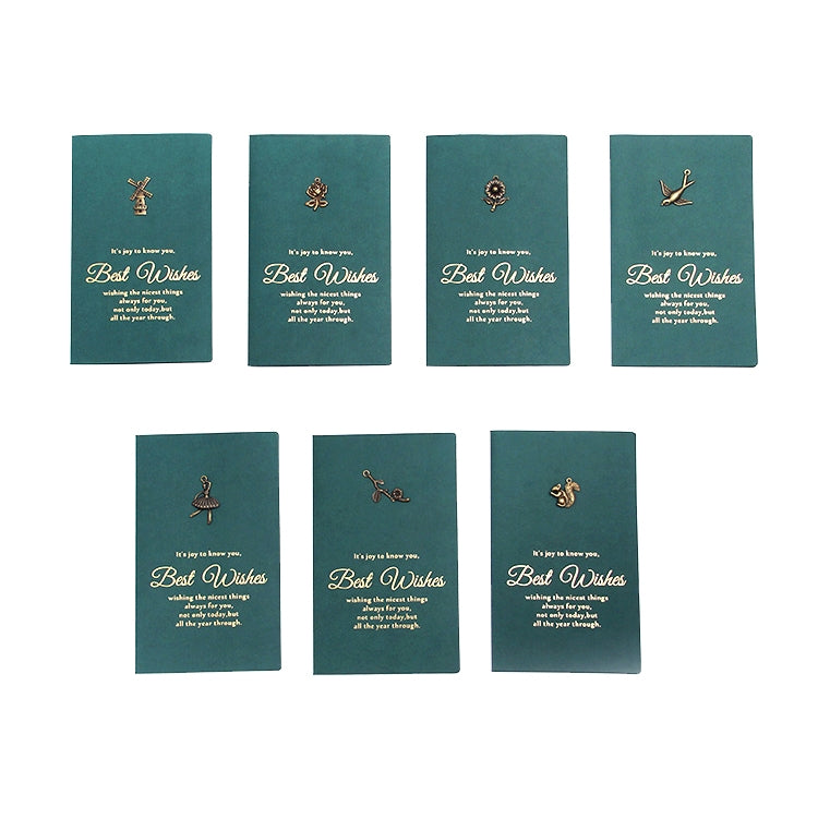 10 PCS Retro Metal Folding Hot Stamping Thank You Card Handmade Birthday Card Valentine Day Card