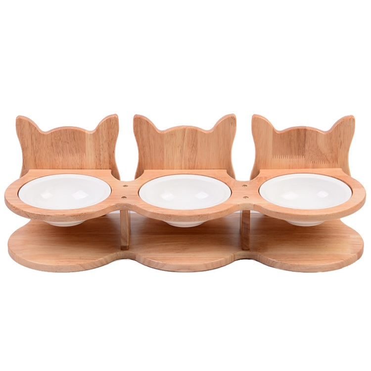 Protect Cervical Spine Cat Food Bowl Ceramic Dog Water Bowl, Specification: Three Bowl Stainless Steel Bowl