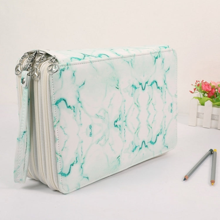 216 Holes 4 Zippers Marble Pattern PU Pencil Case Sketch Filling Stationery Storage Bag