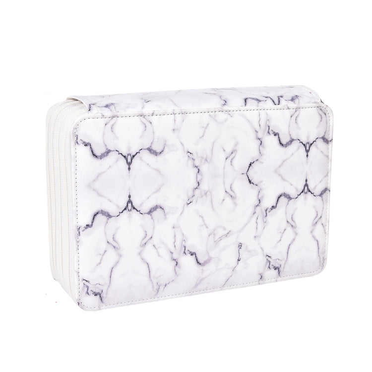 216 Holes 4 Zippers Marble Pattern PU Pencil Case Sketch Filling Stationery Storage Bag