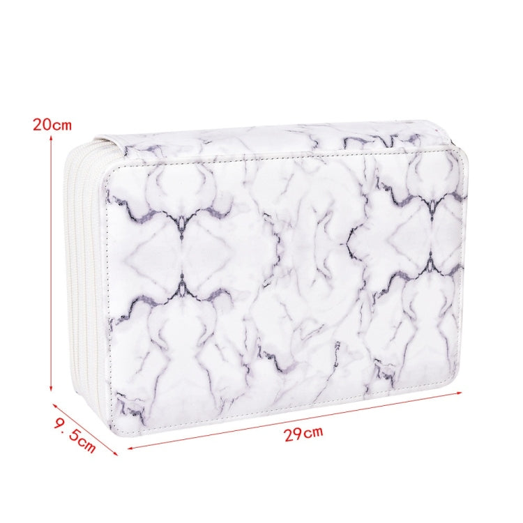 216 Holes 4 Zippers Marble Pattern PU Pencil Case Sketch Filling Stationery Storage Bag