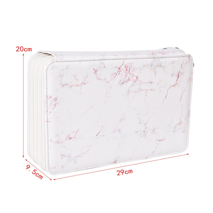 216 Holes 4 Zippers Marble Pattern PU Pencil Case Sketch Filling Stationery Storage Bag