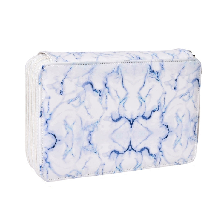 216 Holes 4 Zippers Marble Pattern PU Pencil Case Sketch Filling Stationery Storage Bag