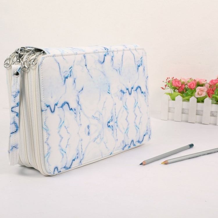 216 Holes 4 Zippers Marble Pattern PU Pencil Case Sketch Filling Stationery Storage Bag