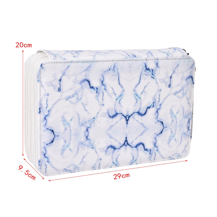 216 Holes 4 Zippers Marble Pattern PU Pencil Case Sketch Filling Stationery Storage Bag