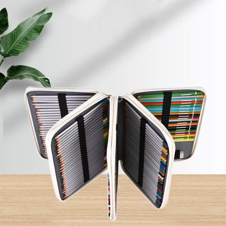 216 Holes 4 Zippers Marble Pattern PU Pencil Case Sketch Filling Stationery Storage Bag
