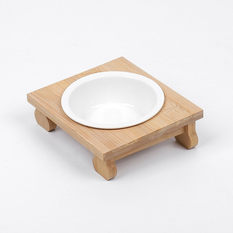 Bamboo And Wood Ceramic Cat Bowl Pet Supplies, Specification: Single Bowl