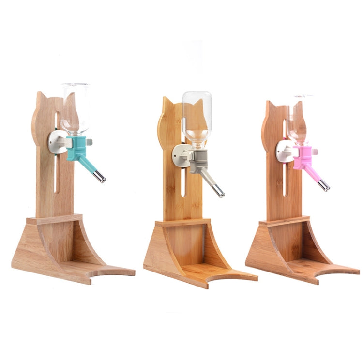 Pet Waterer Solid Wood Frame Hanging Water Bottle, Random Color Delivery, Specification: Bamboo Wood + Drinker Green
