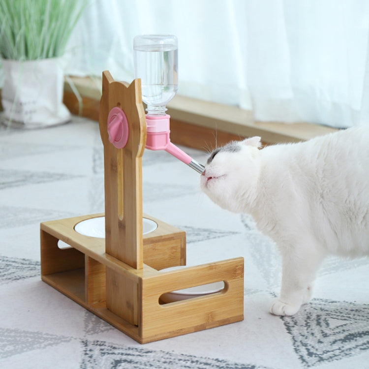 Pet Solid Wood Vertical Automatic Drinking Bowl For Cats And Dogs, Color Random Delivery, Specification: Drawer+Waterer Board