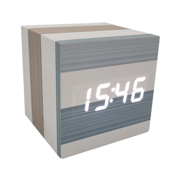 Luminous Silent Thermo-Hygrometer Blue Color Bar Alarm Clock Electronic Clock Square White Light