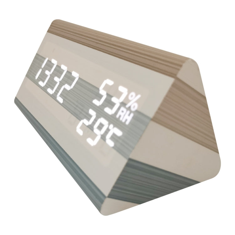 Luminous Silent Thermo-Hygrometer Blue Color Bar Alarm Clock Electronic Clock Humidity Triangle White Light