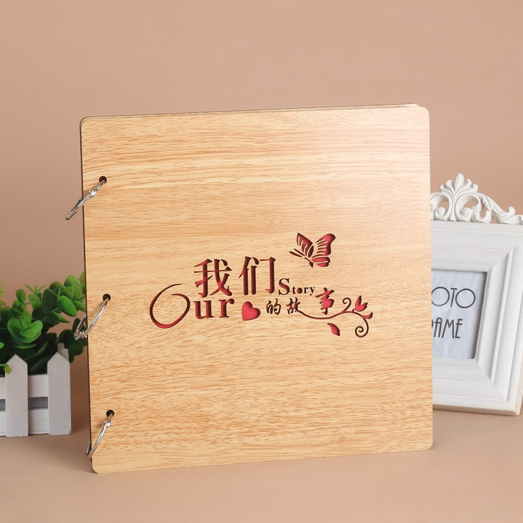 2 PCS 16 Inch Mahogany DIY Photo Album Commemorative Loose-Leaf Photo Album Creative Gift