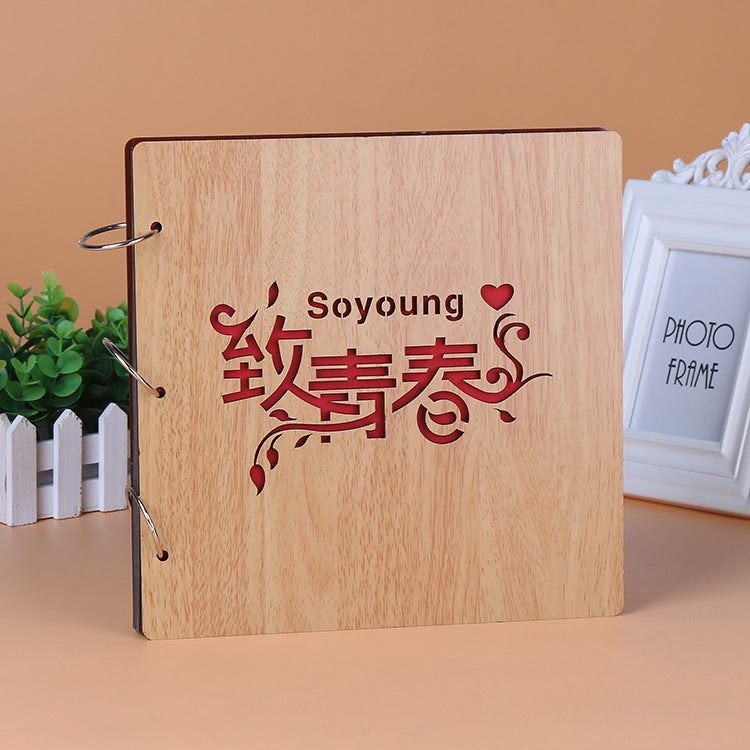 2 PCS 16 Inch Mahogany DIY Photo Album Commemorative Loose-Leaf Photo Album Creative Gift