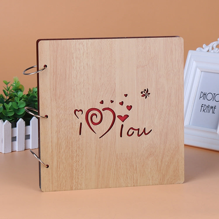 2 PCS 16 Inch Mahogany DIY Photo Album Commemorative Loose-Leaf Photo Album Creative Gift
