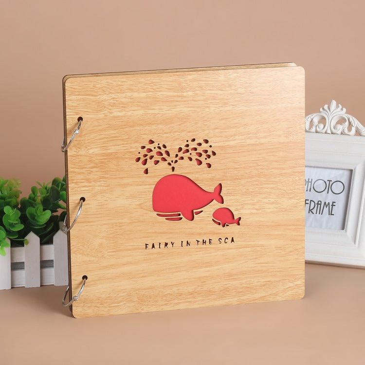 2 PCS 16 Inch Mahogany DIY Photo Album Commemorative Loose-Leaf Photo Album Creative Gift
