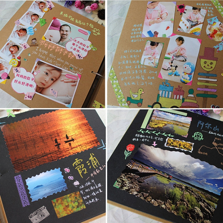 2 PCS 16 Inch Mahogany DIY Photo Album Commemorative Loose-Leaf Photo Album Creative Gift