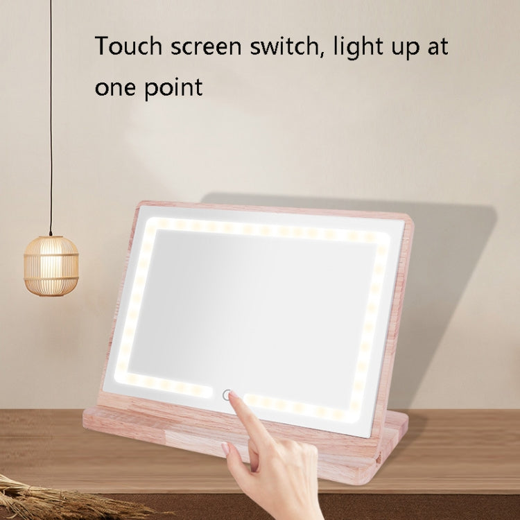 Wooden Detachable LED Makeup Mirror Three-Tone Gentle Light Eye Protection Desktop Desktop Mirror