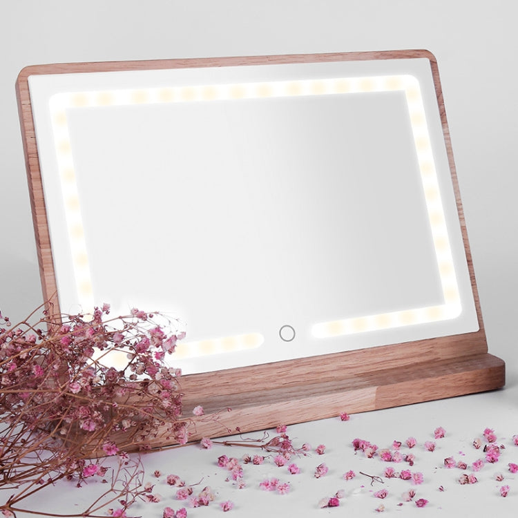 Wooden Detachable LED Makeup Mirror Three-Tone Gentle Light Eye Protection Desktop Desktop Mirror