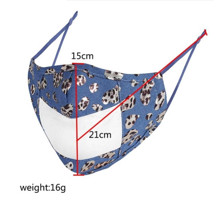 3 PCS Print Denim Lip Language Face Shield Visible Dustproof Cotton Face Shield, Size: One Size(CC62-2 Leopard Print)