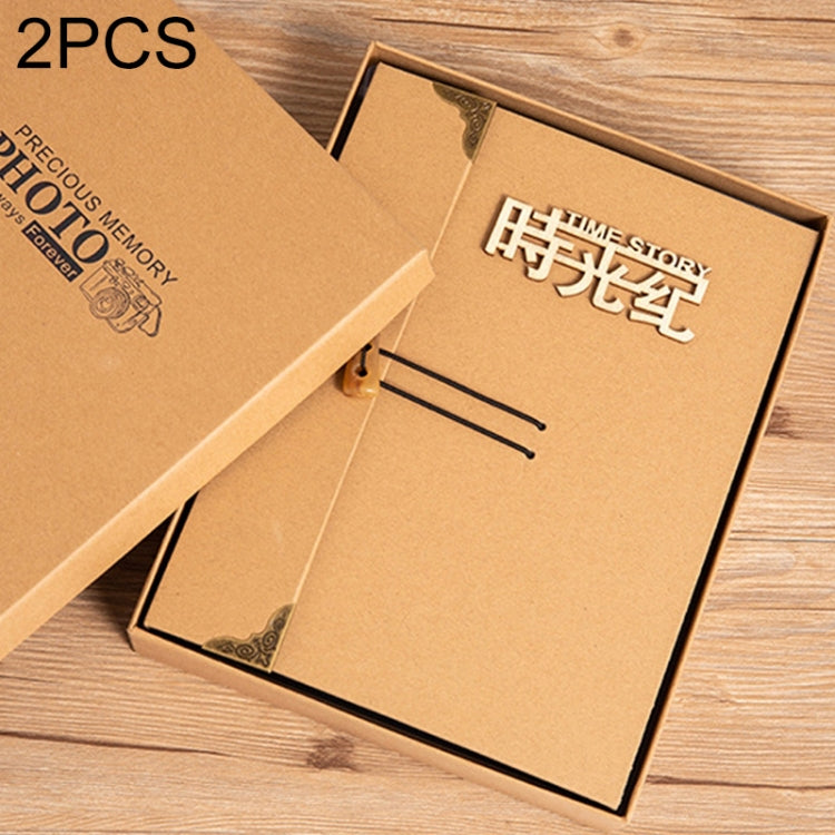 2 PCS Retro Personality Horn Buckle Diy Handmade Photo Album Pasted Couple Photo Album, Specification: Medium 21x27cm