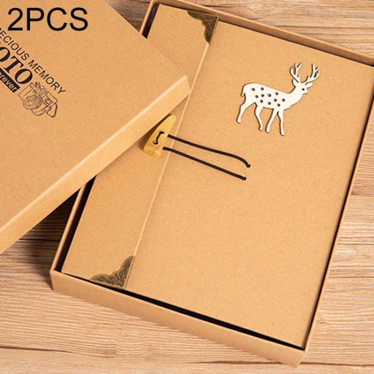 2 PCS Retro Personality Horn Buckle Diy Handmade Photo Album Pasted Couple Photo Album, Specification: Medium 21x27cm