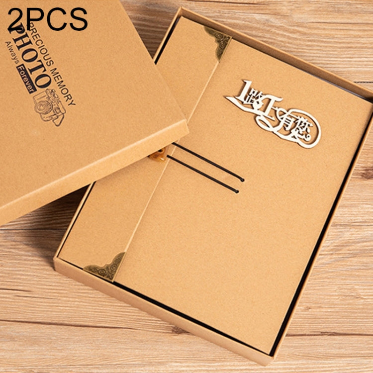 2 PCS Retro Personality Horn Buckle Diy Handmade Photo Album Pasted Couple Photo Album, Specification: Medium 21x27cm