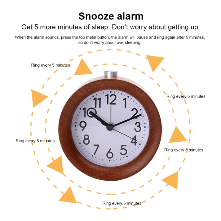 Solid Wood Silent Snooze Alarm Clock with Pointer