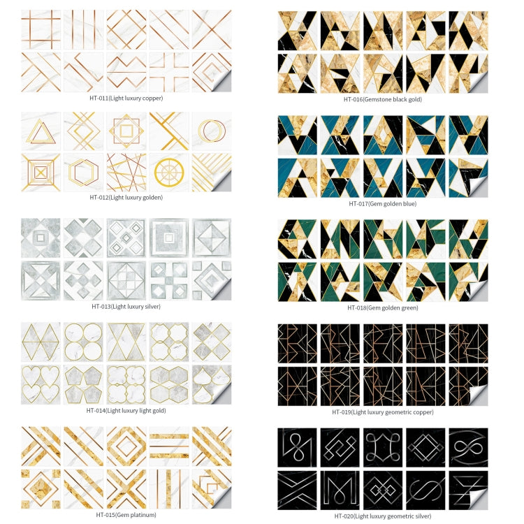 2 Sets Geometric Pattern Staircase Wall Tile Sticker Kitchen Stove Water And Oil Proof Stickers, Specification: L: 20x20cm