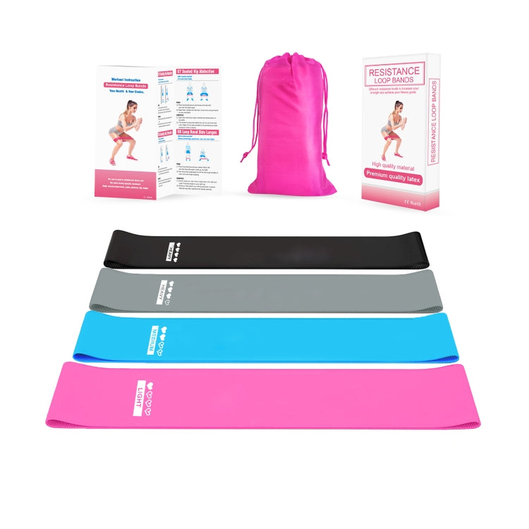 4 in 1 Intensity Gradient Latex Anti-Slip Resistance Band Yoga Stretching Stretch Band Set