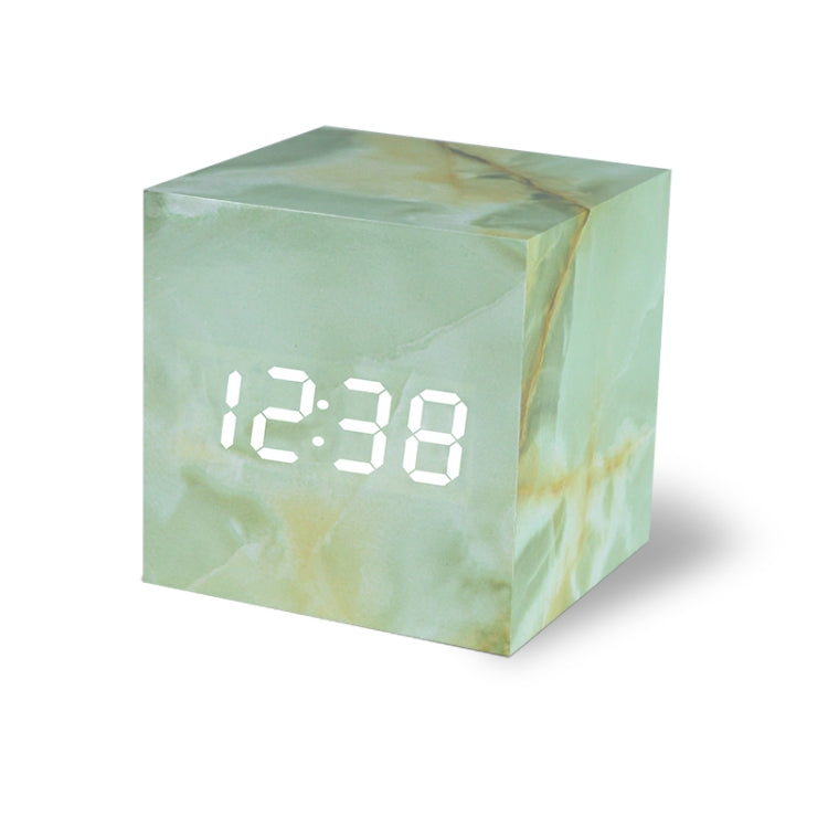 LED Electronic Clock Marble Sound Control Alarm Clock Square Blue Yellow Pattern
