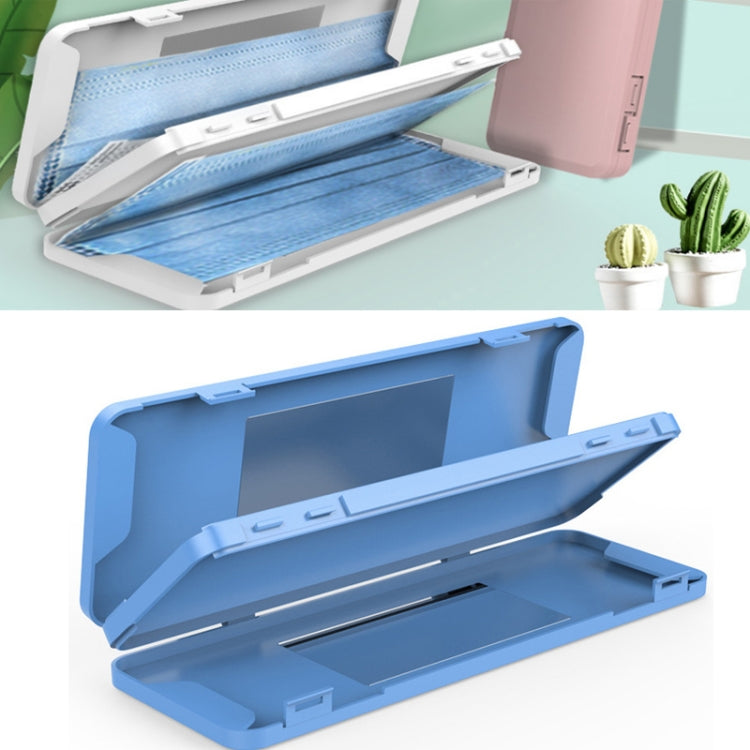 3 PCS Double-Layer Mask Storage Box Dust Box with Mirror(Blue)