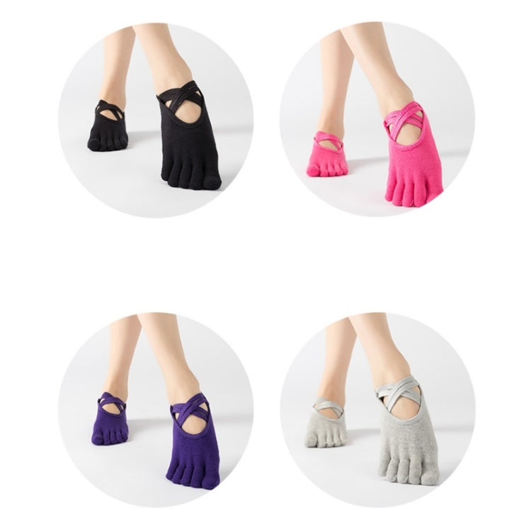 Terry Five-Finger Socks Cotton Thickened Warm and Non-Slip Yoga Socks Cross Strap Dance Socks, Size: One Size