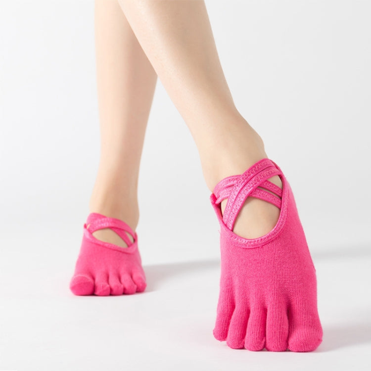 Terry Five-Finger Socks Cotton Thickened Warm and Non-Slip Yoga Socks Cross Strap Dance Socks, Size: One Size