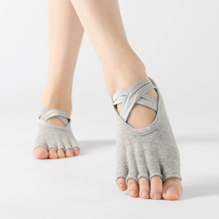 Terry Five-Finger Socks Cotton Thickened Warm and Non-Slip Yoga Socks Cross Strap Dance Socks, Size: One Size