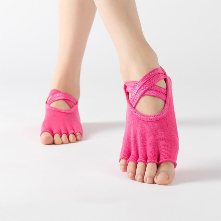 Terry Five-Finger Socks Cotton Thickened Warm and Non-Slip Yoga Socks Cross Strap Dance Socks, Size: One Size