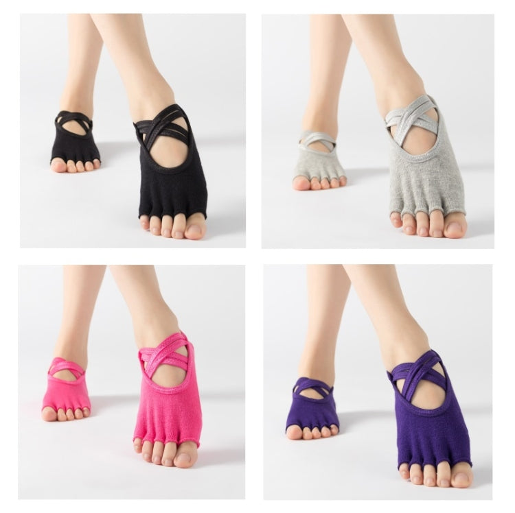 Terry Five-Finger Socks Cotton Thickened Warm and Non-Slip Yoga Socks Cross Strap Dance Socks, Size: One Size
